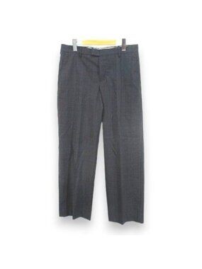 Miu Miu Miu Wool Glen Check Trousers Long Pants Button Fly 48 Gray